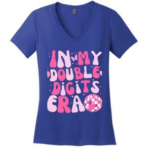 In My Double Digits Era 10 Year Old Gifts 10th Birthday Women's V-Neck T-Shirt