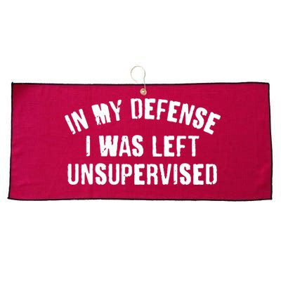 In My Defense I Was Left Unsupervised Large Microfiber Waffle Golf Towel