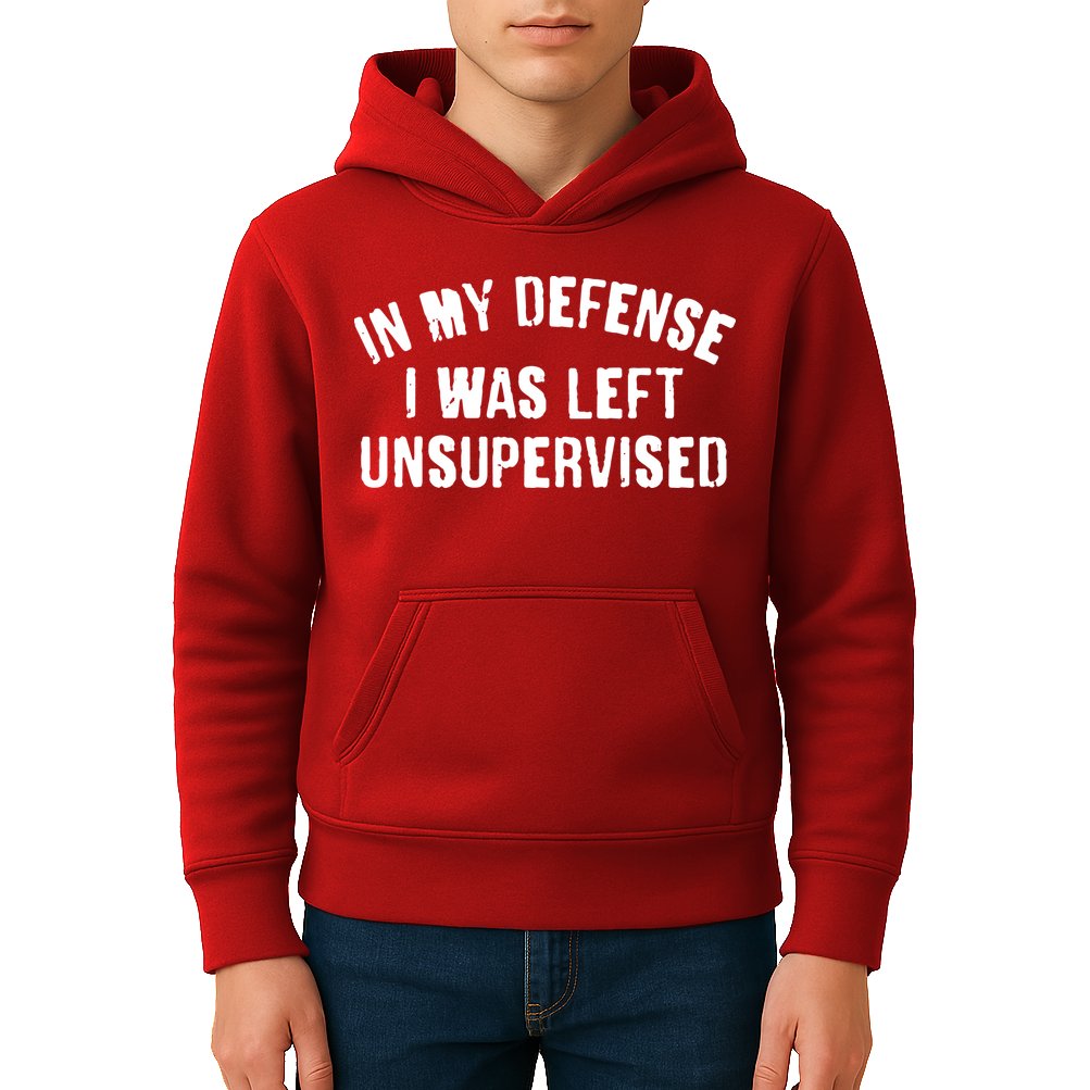 In My Defense I Was Left Unsupervised Kids Hoodie