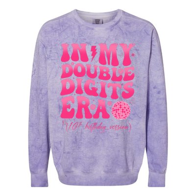 In My Double Digits Era 10th Birthday Girl 10 Year Old Colorblast Crewneck Sweatshirt