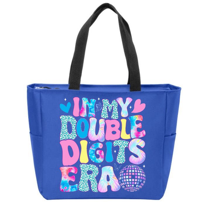 In My Double Digits Era Retro 10 Year Old 10th Birthday Zip Tote Bag