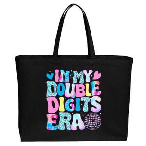 In My Double Digits Era Retro 10 Year Old 10th Birthday Cotton Canvas Jumbo Tote