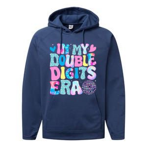 In My Double Digits Era Retro 10 Year Old 10th Birthday Performance Fleece Hoodie