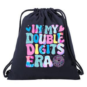 In My Double Digits Era Retro 10 Year Old 10th Birthday Drawstring Bag