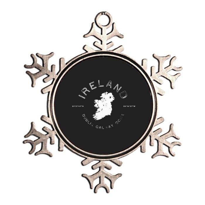 Ireland Map Dublin Galway Cork Graphic Metallic Star Ornament