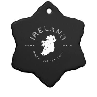 Ireland Map Dublin Galway Cork Graphic Ceramic Star Ornament