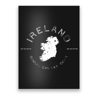 Ireland Map Dublin Galway Cork Graphic Poster