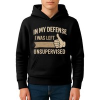In My Defense I Was Left Unsupervised Kids Hoodie
