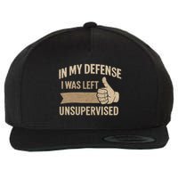 In My Defense I Was Left Unsupervised Wool Snapback Cap