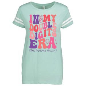 In My Double Digits Era 10th Birthday Version Groovy Retro Enza Ladies Jersey Football T-Shirt