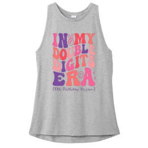 In My Double Digits Era 10th Birthday Version Groovy Retro Ladies PosiCharge Tri-Blend Wicking Tank