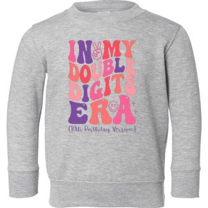 In My Double Digits Era 10th Birthday Version Groovy Retro Toddler Sweatshirt