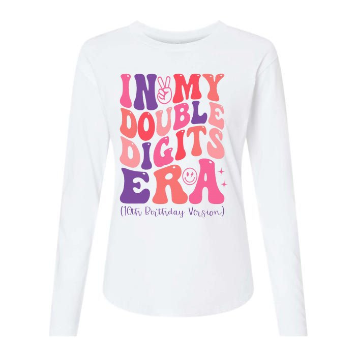 In My Double Digits Era 10th Birthday Version Groovy Retro Womens Cotton Relaxed Long Sleeve T-Shirt