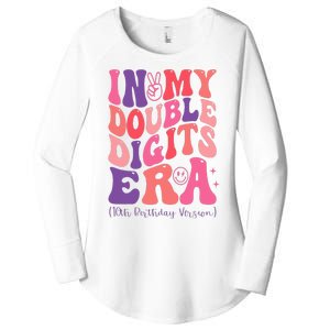 In My Double Digits Era 10th Birthday Version Groovy Retro Women's Perfect Tri Tunic Long Sleeve Shirt