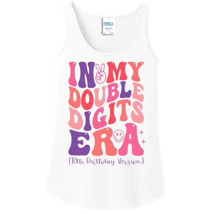 In My Double Digits Era 10th Birthday Version Groovy Retro Ladies Essential Tank