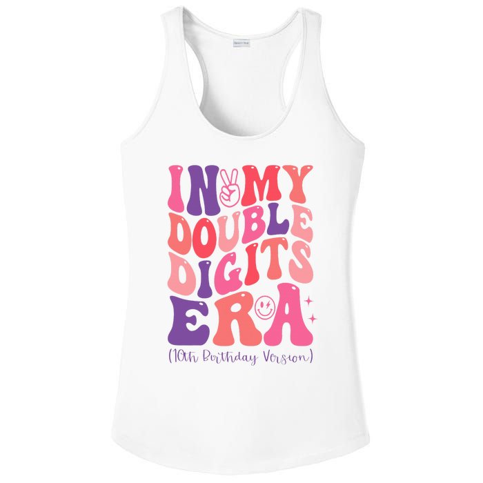 In My Double Digits Era 10th Birthday Version Groovy Retro Ladies PosiCharge Competitor Racerback Tank