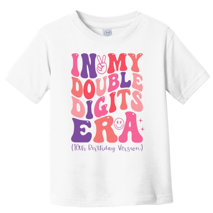 In My Double Digits Era 10th Birthday Version Groovy Retro Toddler T-Shirt