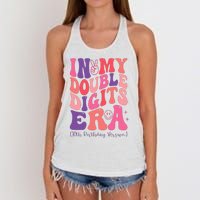 In My Double Digits Era 10th Birthday Version Groovy Retro Women's Knotted Racerback Tank