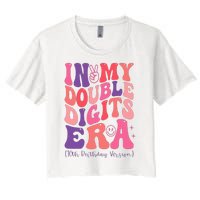 In My Double Digits Era 10th Birthday Version Groovy Retro Women's Crop Top Tee