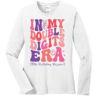 In My Double Digits Era 10th Birthday Version Groovy Retro Ladies Long Sleeve Shirt