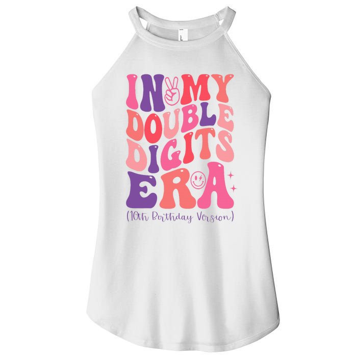 In My Double Digits Era 10th Birthday Version Groovy Retro Women's Perfect Tri Rocker Tank