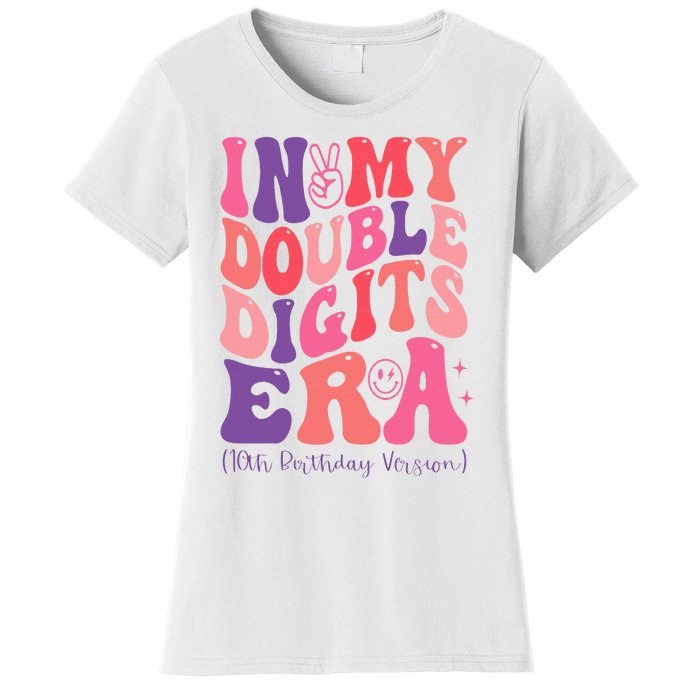 In My Double Digits Era 10th Birthday Version Groovy Retro Women's T-Shirt