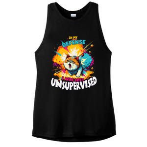 In My Defense I Was Left Unsupervised Gato Divertido Premium Ladies PosiCharge Tri-Blend Wicking Tank