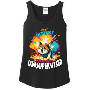 In My Defense I Was Left Unsupervised Gato Divertido Premium Ladies Essential Tank