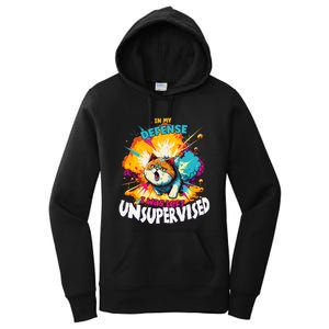 In My Defense I Was Left Unsupervised Gato Divertido Premium Women's Pullover Hoodie