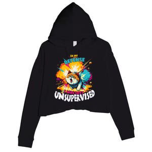 In My Defense I Was Left Unsupervised Gato Divertido Premium Crop Fleece Hoodie