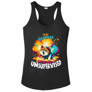 In My Defense I Was Left Unsupervised Gato Divertido Premium Ladies PosiCharge Competitor Racerback Tank