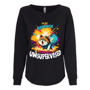 In My Defense I Was Left Unsupervised Gato Divertido Premium Womens California Wash Sweatshirt