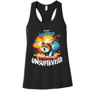 In My Defense I Was Left Unsupervised Gato Divertido Premium Women's Racerback Tank