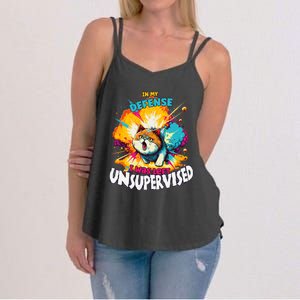 In My Defense I Was Left Unsupervised Gato Divertido Premium Women's Strappy Tank