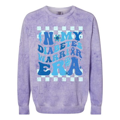 In My Diabetes Warrior ERA Retro Groovy Diabetes Awareness Colorblast Crewneck Sweatshirt