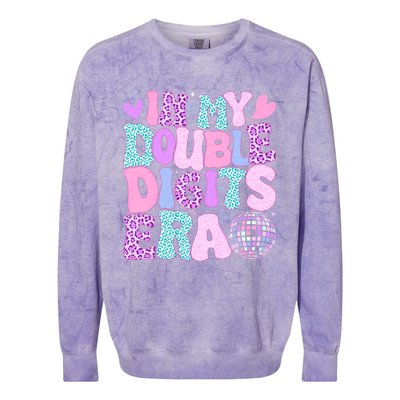 In My Double Digits Era Retro 10 Year Old 10th Birthday Girl Colorblast Crewneck Sweatshirt