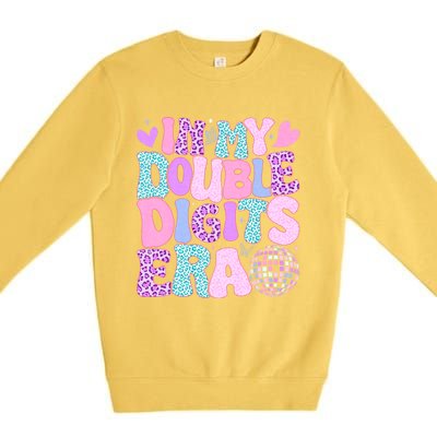 In My Double Digits Era Retro 10 Year Old 10th Birthday Girl Premium Crewneck Sweatshirt