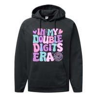 In My Double Digits Era Retro 10 Year Old 10th Birthday Girl Performance Fleece Hoodie