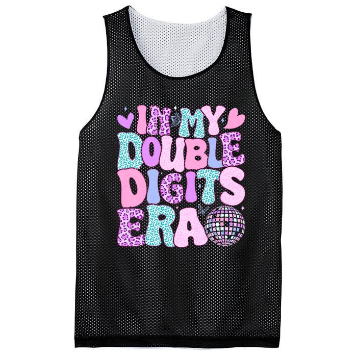 In My Double Digits Era Retro 10 Year Old 10th Birthday Girl Mesh Reversible Basketball Jersey Tank