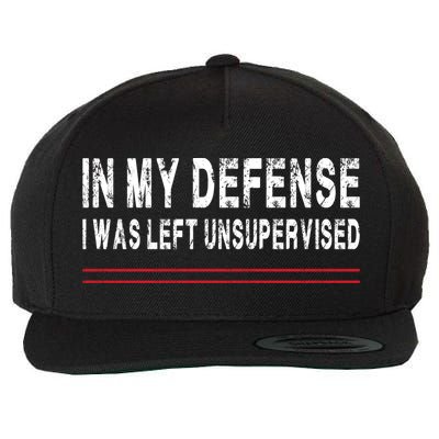 In My Defense I Was Left Unsupervised Wool Snapback Cap