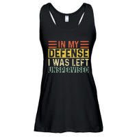 In My Defense I Was Left Unsupervised Funny Retro Vintage Ladies Essential Flowy Tank