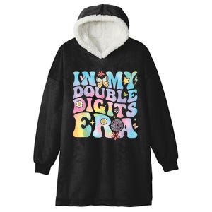 In My Double Digits Era Retro 10 Year Old 10th Birthday Girl Hooded Wearable Blanket