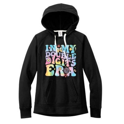 In My Double Digits Era Retro 10 Year Old 10th Birthday Girl Women's Fleece Hoodie