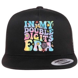 In My Double Digits Era Retro 10 Year Old 10th Birthday Girl Flat Bill Trucker Hat