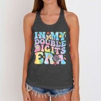 In My Double Digits Era Retro 10 Year Old 10th Birthday Girl Women's Knotted Racerback Tank