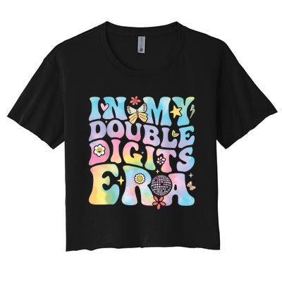 In My Double Digits Era Retro 10 Year Old 10th Birthday Girl Women's Crop Top Tee