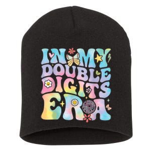 In My Double Digits Era Retro 10 Year Old 10th Birthday Girl Short Acrylic Beanie