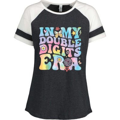 In My Double Digits Era Retro 10 Year Old 10th Birthday Girl Enza Ladies Jersey Colorblock Tee