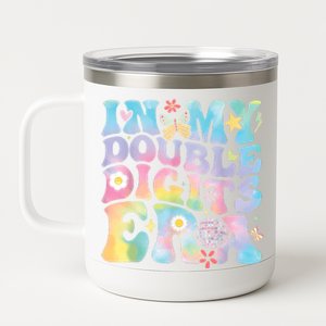 In My Double Digits Era Retro 10 Year Old 10th Birthday Girl 12 oz Stainless Steel Tumbler Cup