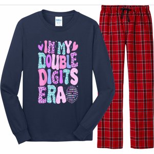 In My Double Digits Era Retro 10 Year Old 10th Birthday Girl Long Sleeve Pajama Set